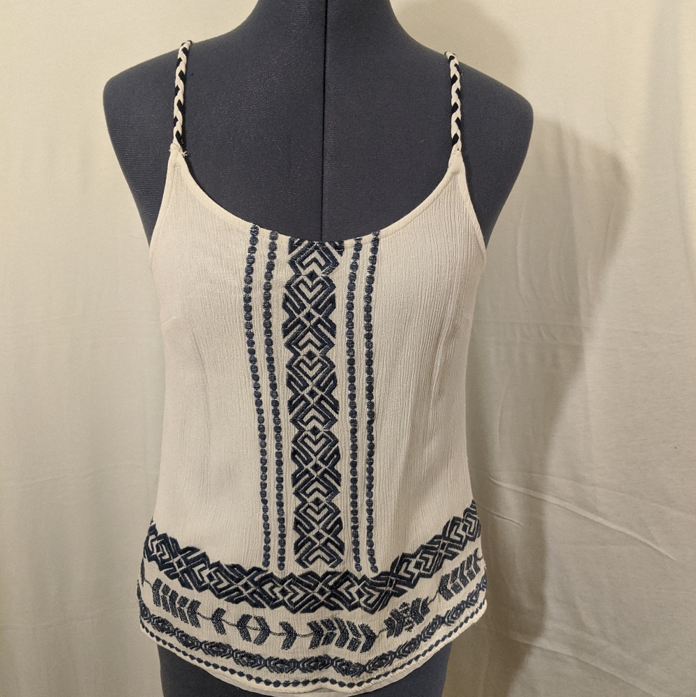 Embroider White Tank Top